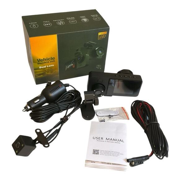 Dual Lens Vehicle BlackBOX DVR Dash Cam Full HD 1080p Car Recorder (2 Units) - Picture 2 of 8